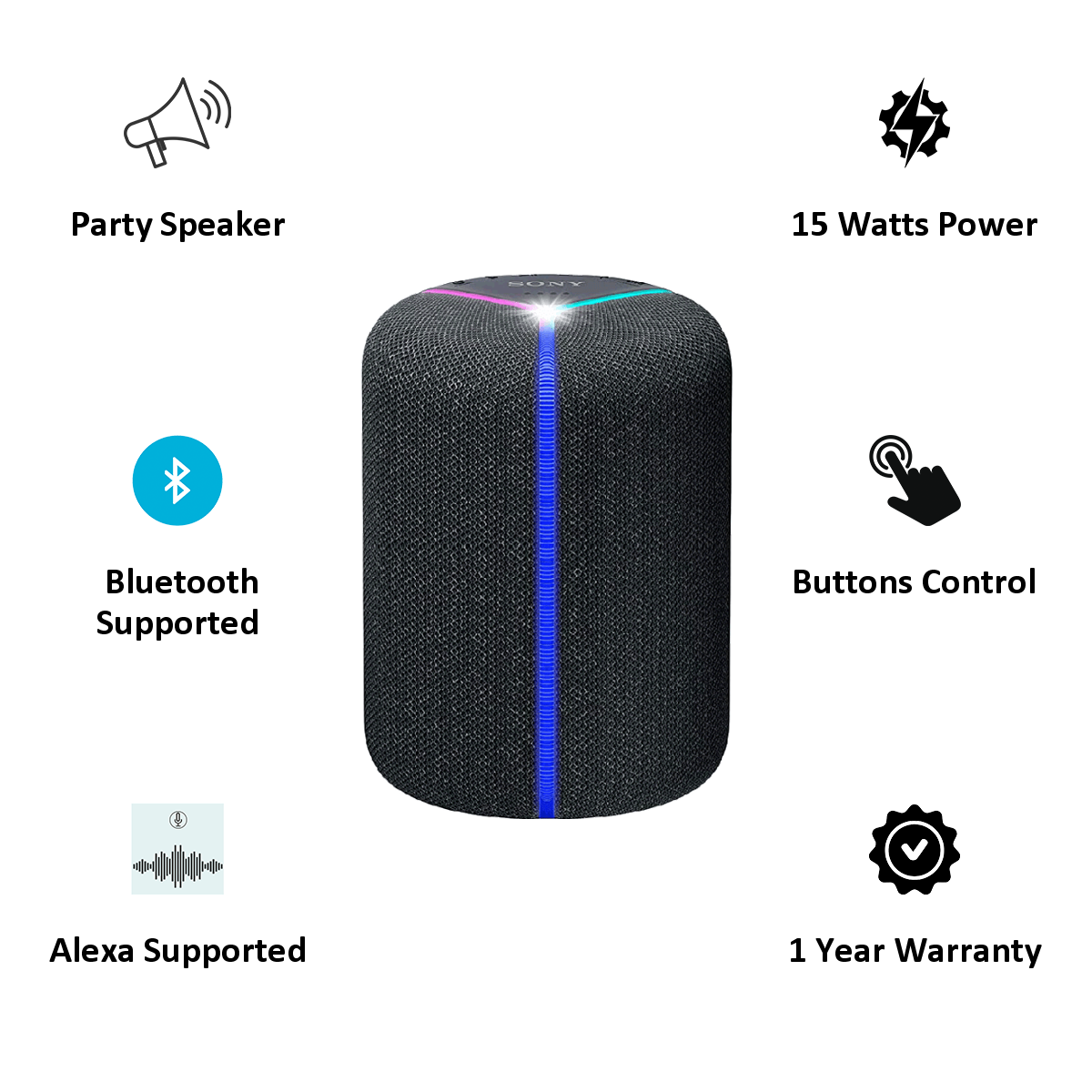 SONY SRS-XB402M 15W Portable Bluetooth Speaker (IPX7 Water Resistant, Alexa  Supported, Mono Channel, Black)